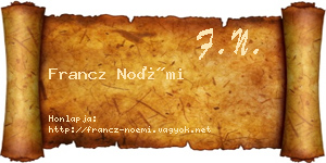 Francz Noémi névjegykártya